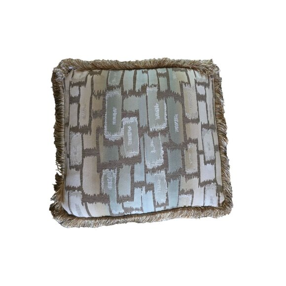 Dian Austin Couture Home Decorative Throw Pillow 16"x16" Beige/Blue Pattern with - Picture 1 of 4